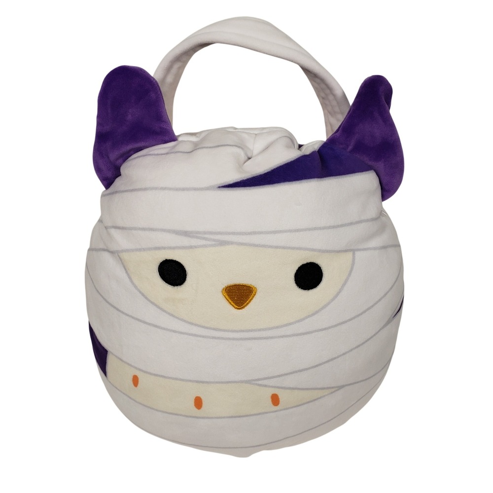 Squishmallows Fawn Halloween Mummy Purple Bat Wings Candy Pail Bucket Plush